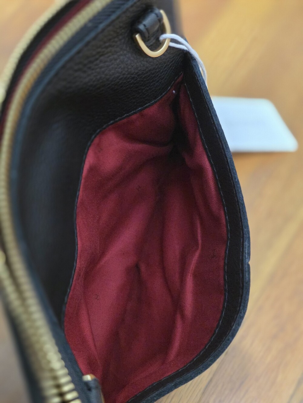 Hammitt Black Leather Wristlet with Gold Studs and Red Zip Trim - Picture 5 of 7